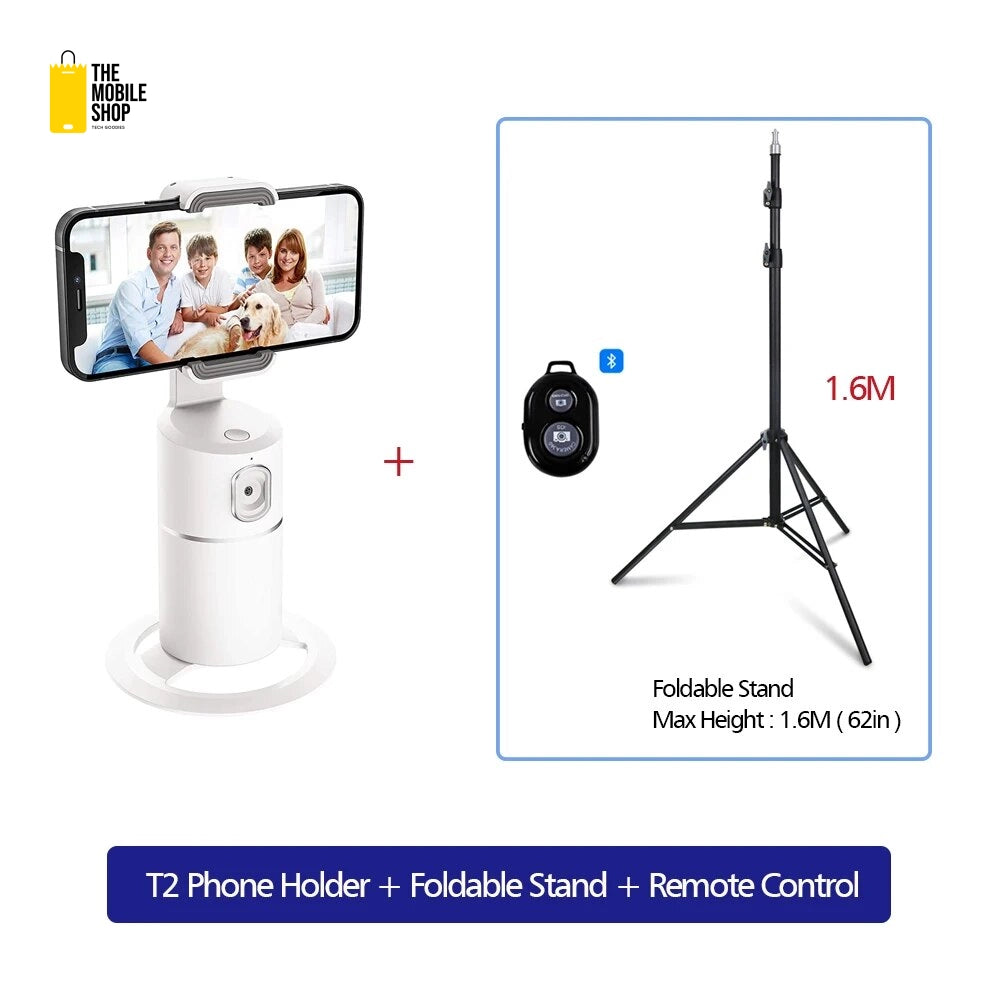 AI Auto Tracking Phone Holder with 360° Rotation and Gesture Control for Vlogging and Live Streaming