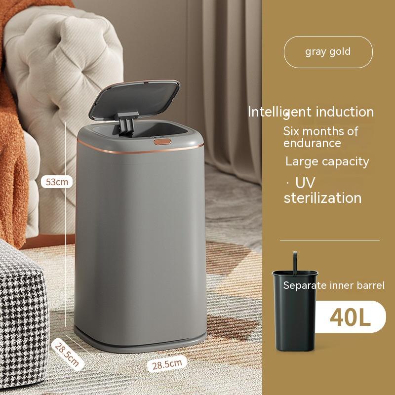 Household Smart Induction Trash Can Kitchen And Bedroom Living Room Touch-free Large Capacity