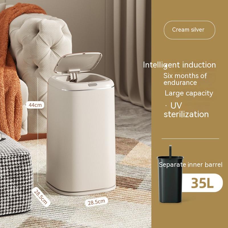 Household Smart Induction Trash Can Kitchen And Bedroom Living Room Touch-free Large Capacity