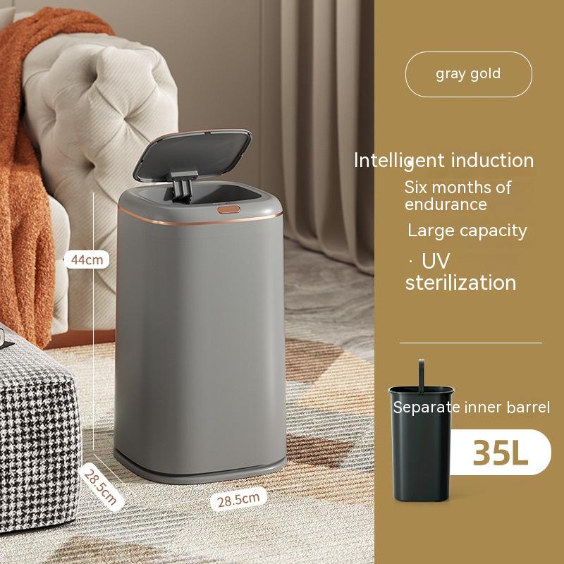 Household Smart Induction Trash Can Kitchen And Bedroom Living Room Touch-free Large Capacity