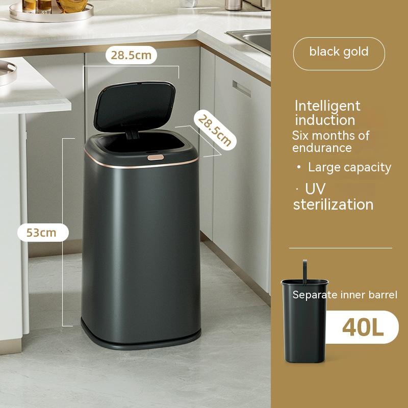 Household Smart Induction Trash Can Kitchen And Bedroom Living Room Touch-free Large Capacity