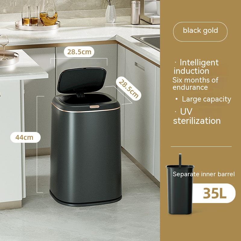 Household Smart Induction Trash Can Kitchen And Bedroom Living Room Touch-free Large Capacity