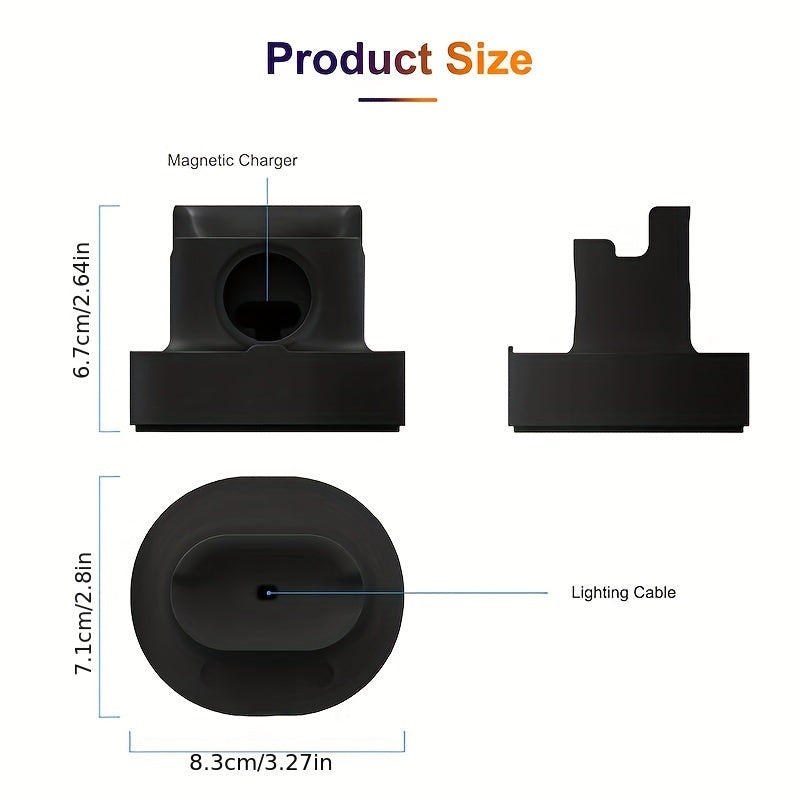 1pc For Apple Watch Charging Silicone Base Stand For Airpods Charging Base Two-in-One Charging Base For IPhone Charging Stand