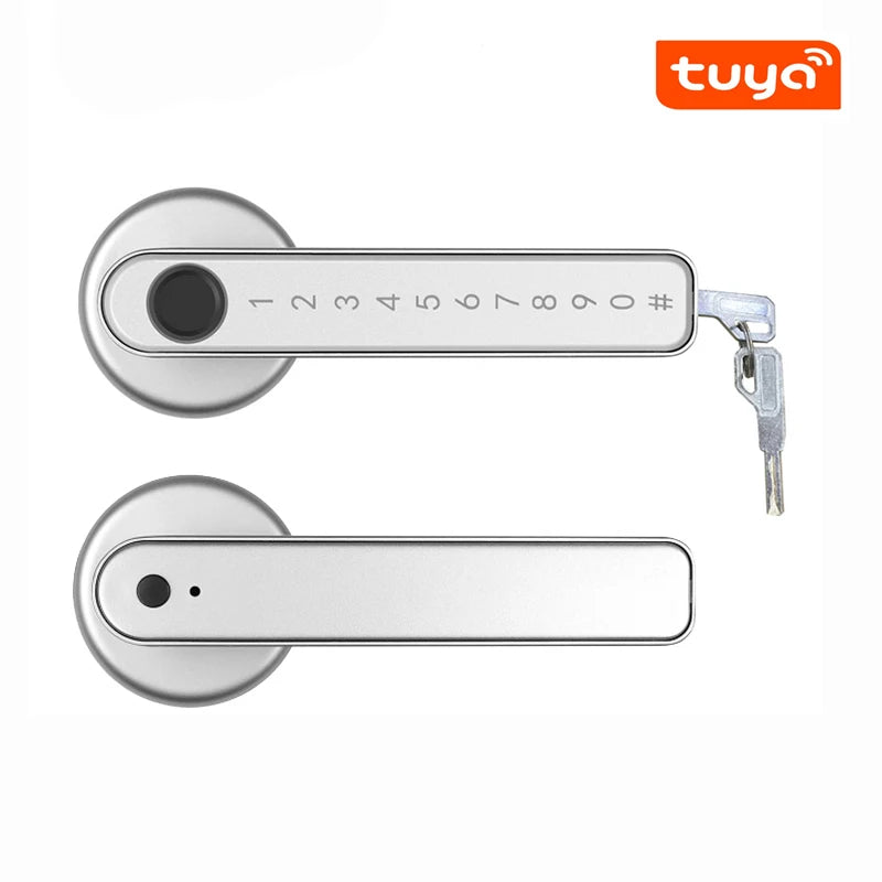 Tuya APP Phone Remote Control Smart Biometrics Fingerprint Password Single Latch Lock For Indoor Wooden Metal Door