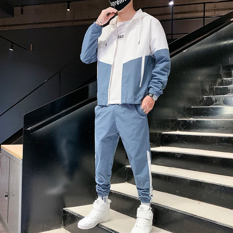 Dropshipping Patchwork Hip Hop Casual Men's Sets 2023 Korean Style 2 Piece Sets Clothes Men Streetwear Fitness Male Tracksuit