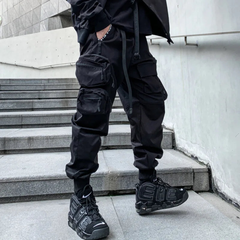 Hip Hop Tactical Cargo Pants Men Multi Pocket Joggers Trousers  2022 Autumn Functional Elastic Waist Fahsion Streetwear Pant