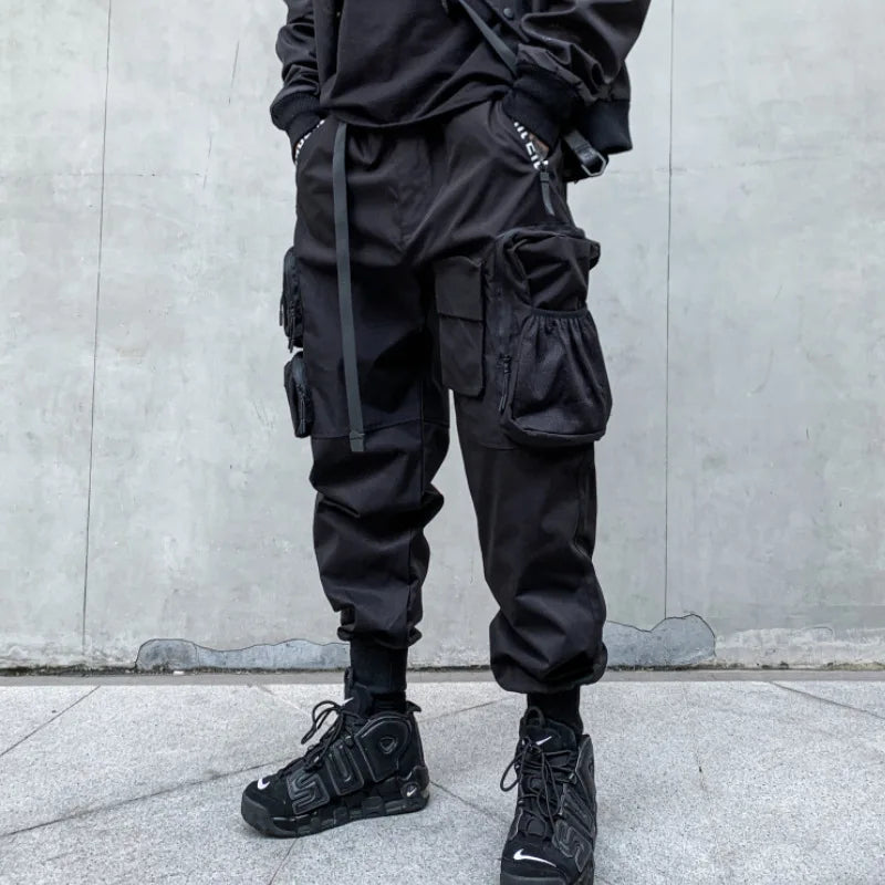 Hip Hop Tactical Cargo Pants Men Multi Pocket Joggers Trousers  2022 Autumn Functional Elastic Waist Fahsion Streetwear Pant