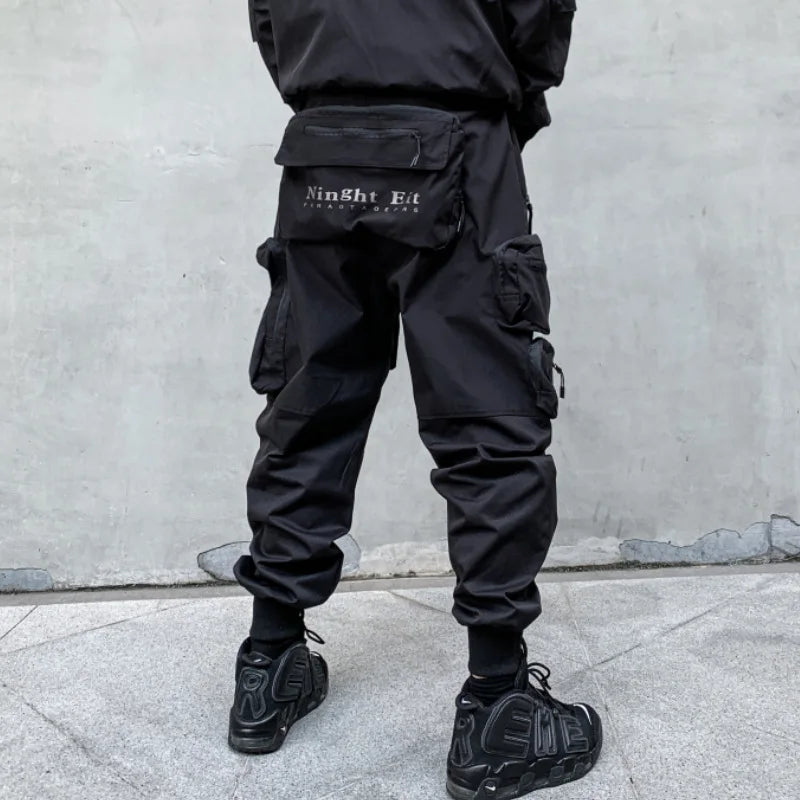 Hip Hop Tactical Cargo Pants Men Multi Pocket Joggers Trousers  2022 Autumn Functional Elastic Waist Fahsion Streetwear Pant