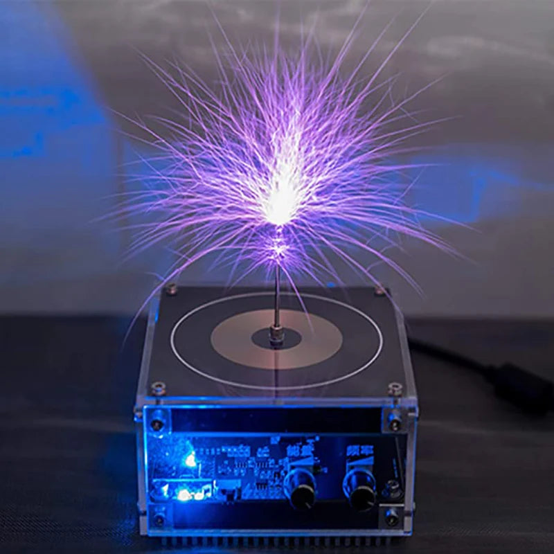 Handheld Electric Arc Music Tesla Coil with Power Supply, Can Light up Gas Bulbs, High Frequency High Voltage Generator