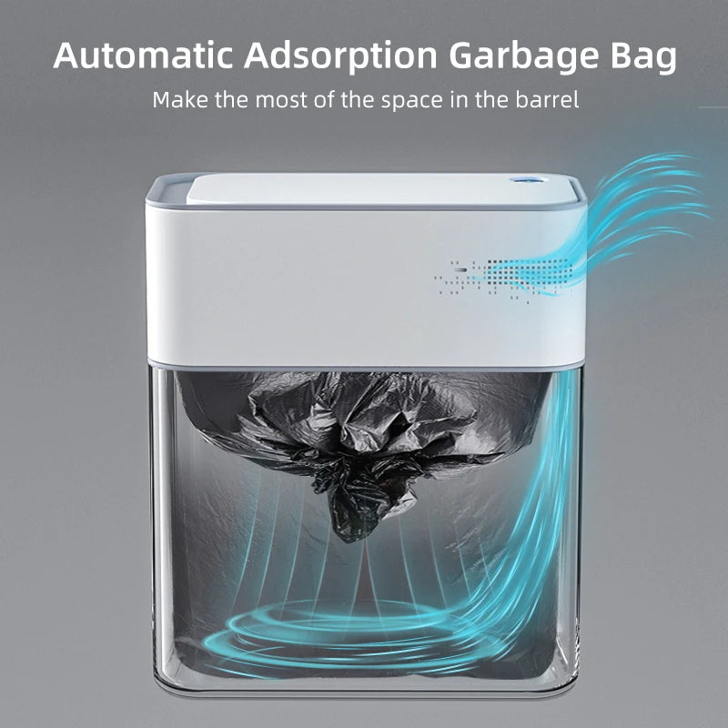 Smart Bathroom Trash Can Automatic Bagging Electronic Trash Can White Touchless Narrow Smart Sensor Garbage Bin Smart Home