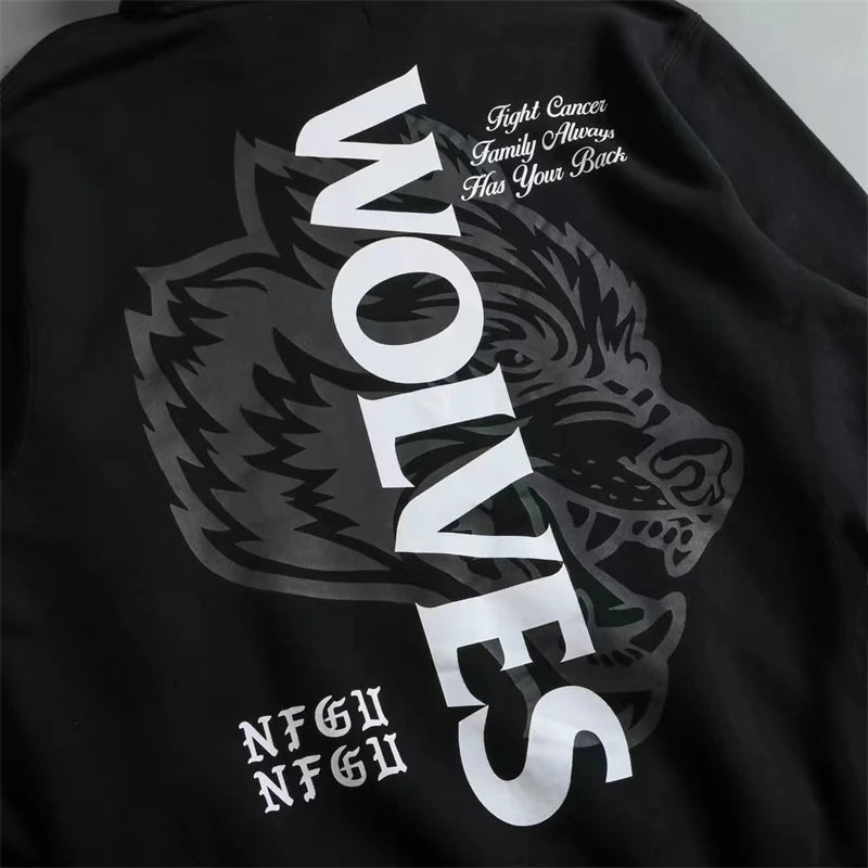 DARC SPORT WOLVES Men And Women Hooded Casual Sweatshirts Fleece Cotton Track Warm Hip Hop Sweater Loose Pullover Tops Oversize