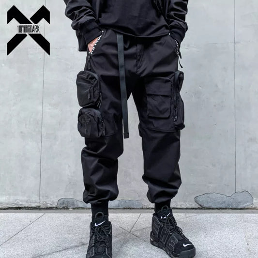 Hip Hop Tactical Cargo Pants Men Multi Pocket Joggers Trousers  2022 Autumn Functional Elastic Waist Fahsion Streetwear Pant