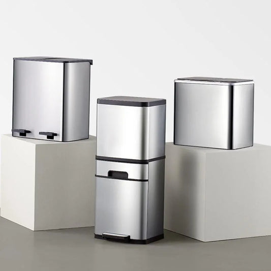 Stainless Steel Touchless Trash Can - Dry/Wet Separation, Double Capacity - EB5LJT