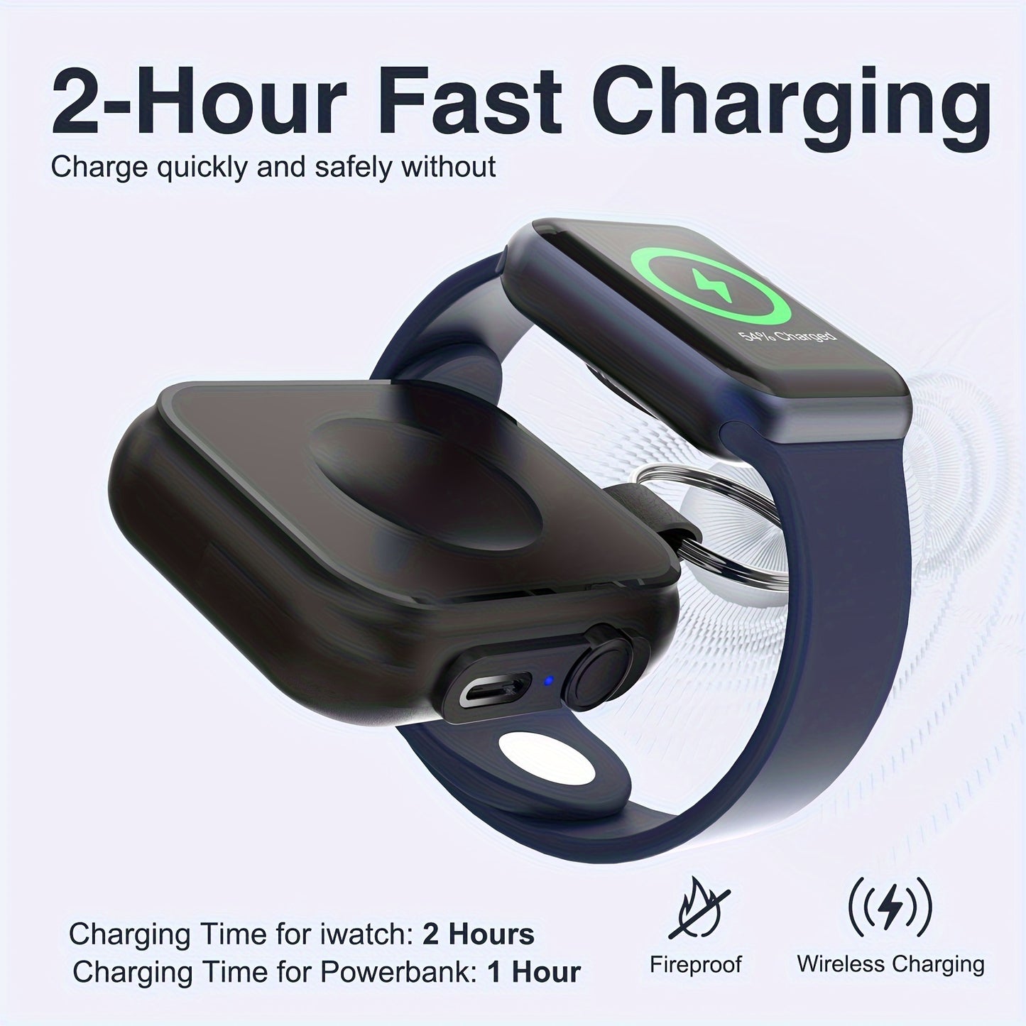 Suitable For IWatch Charger, Fast Charging Portable Light Watch Charger 1200mAh Mobile Power Wireless Magnetic Travel Spoon Accessories Charger For IWatch 8 / 7 / 6 / 5 / 4 / 3 / 2 / Se / Black